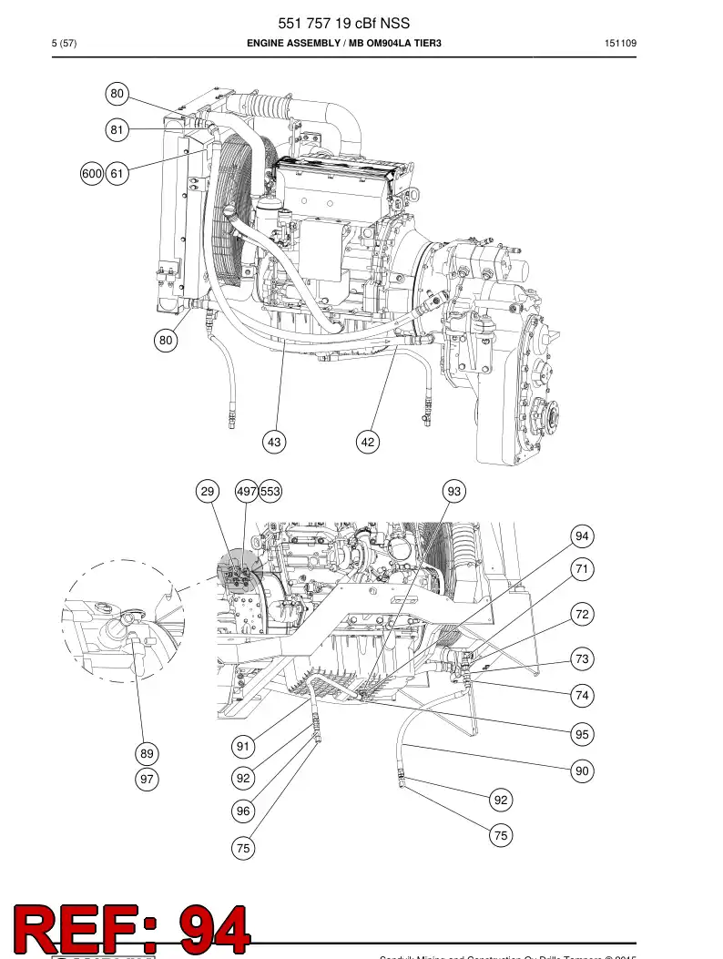 55056240a 550 562 40a Adapter, Hydraulic - Sandvik Technical Drawing