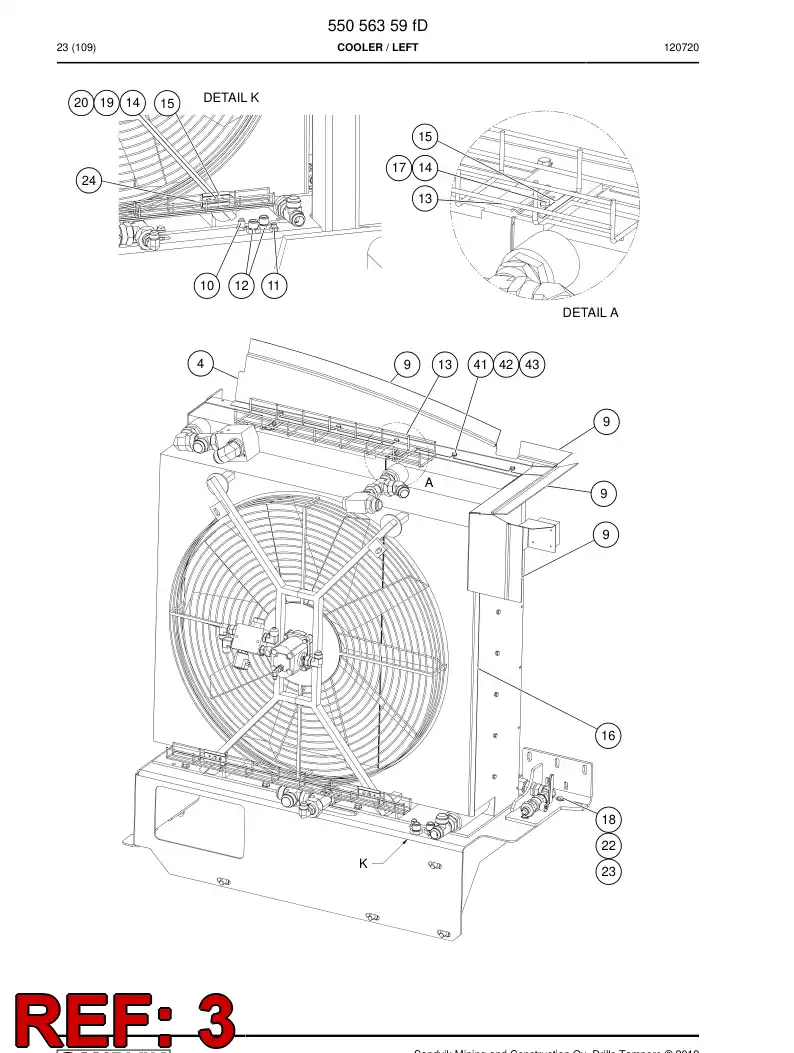 55056355 550 563 55 Mud guard - Sandvik Technical Drawing