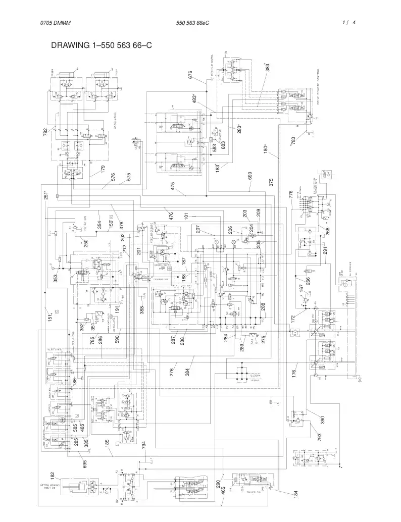 55056366eC 550 563 66eC HYDRAULIC DIAGRAM, RECEIVER MO - Sandvik Technical Drawing