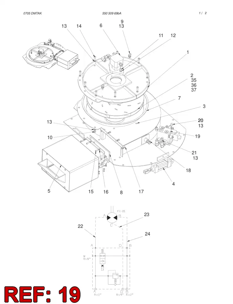55056462 550 564 62 VALVE ASSEMBLY - Sandvik Technical Drawing