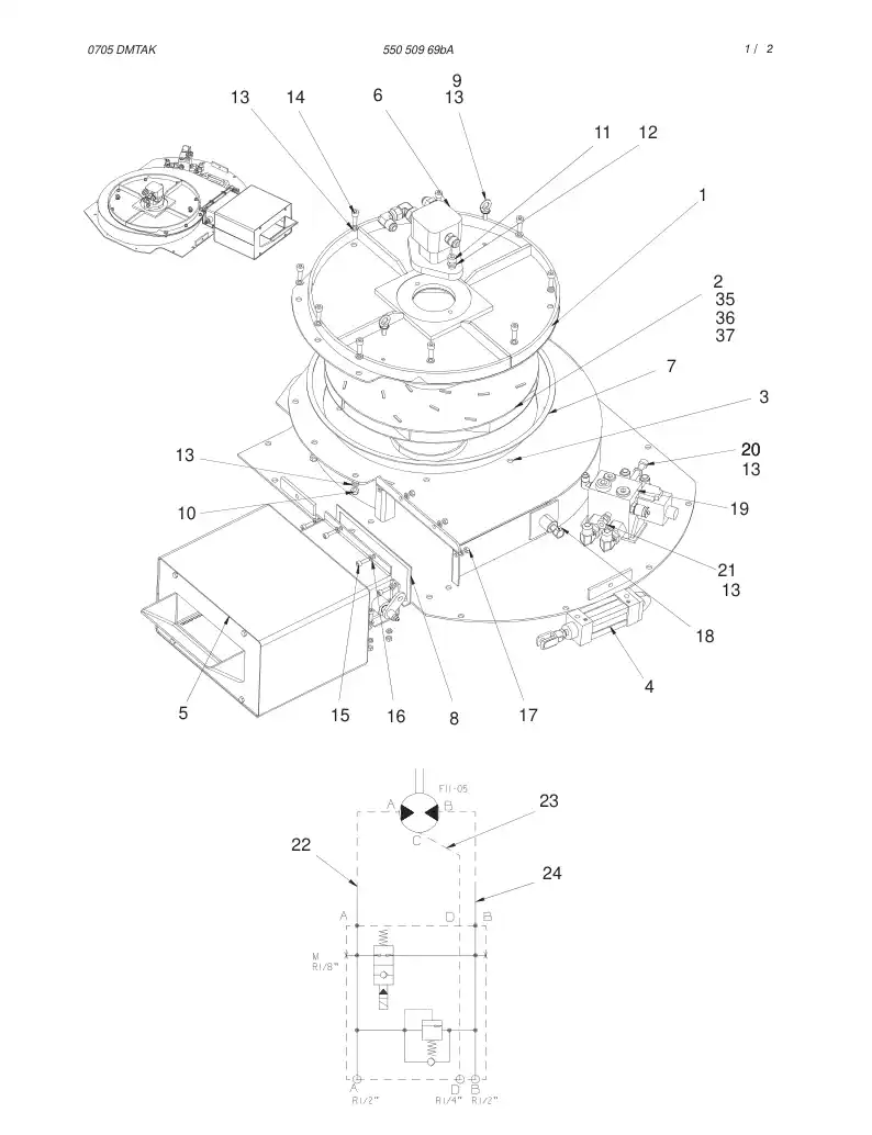 55056531 550 565 31 Schematic, Hydraulic - Sandvik Technical Drawing