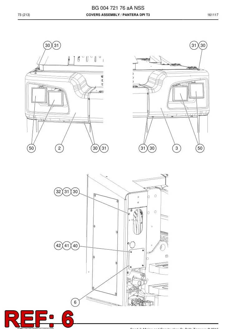 55056535 550 565 35 Plate, Cover - Sandvik Technical Drawing
