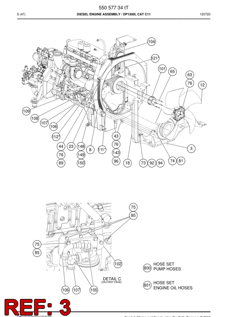 55056537 550 565 37 Front support - Sandvik Technical Drawing
