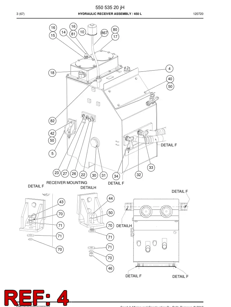 55056541 550 565 41 Cover plate - Sandvik Technical Drawing