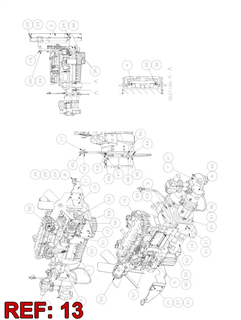 55056607 550 566 07 SUPPORTING BLOCK ASSEMBLY - Sandvik Technical Drawing