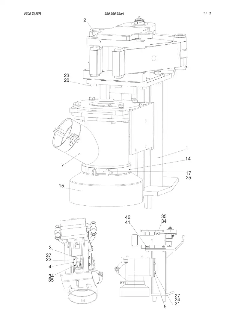 55056655aA 550 566 55aA MOVABLE SUCTION HEAD - Sandvik Technical Drawing