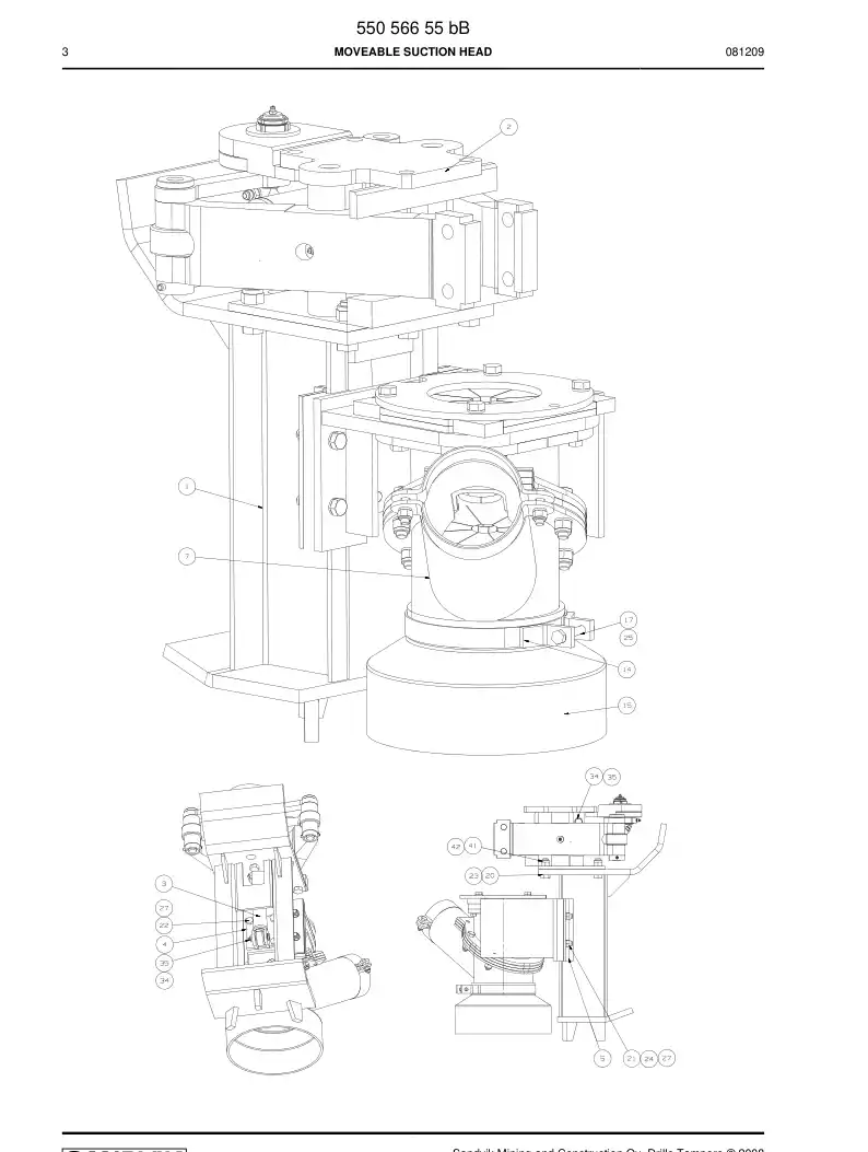 55056655b 550 566 55b MOVEABLE SUCTION HEAD - Sandvik Technical Drawing