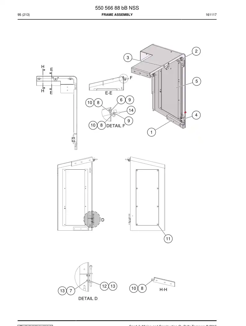 55056688b 550 566 88b Frame Assembly - Sandvik Technical Drawing