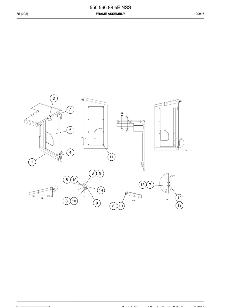 55056688e 550 566 88e Frame Assembly - Sandvik Technical Drawing