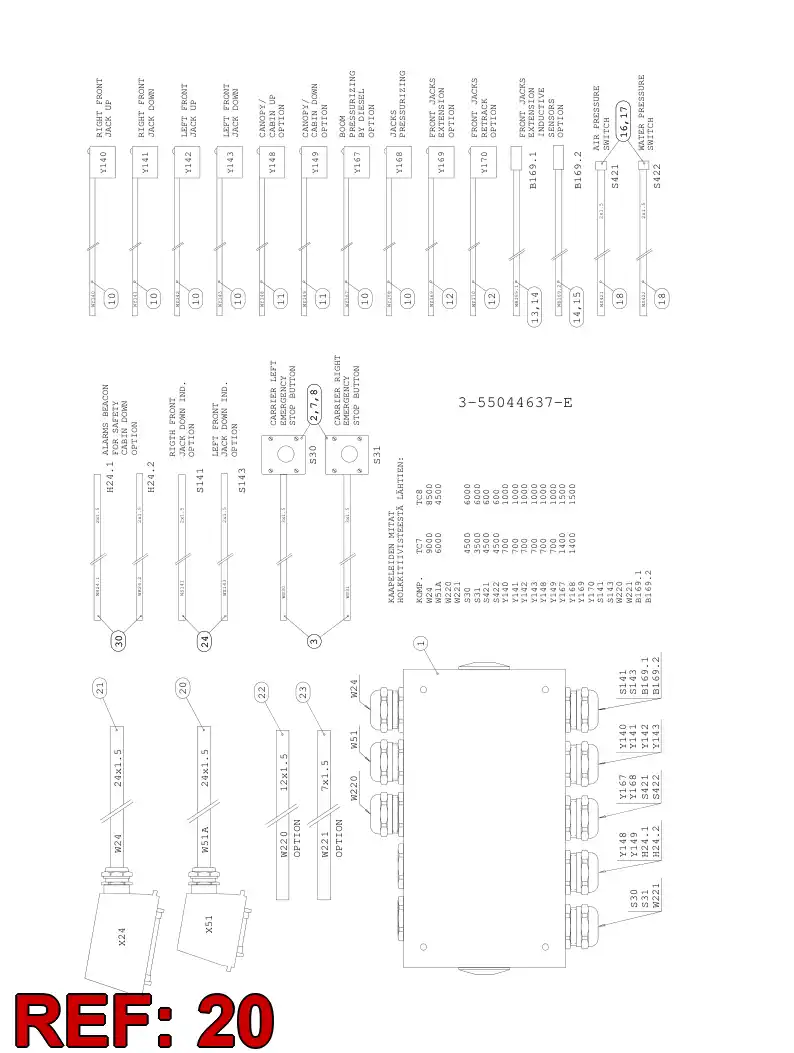 55056783 550 567 83 CABLE ASSEMBLY - Sandvik Technical Drawing