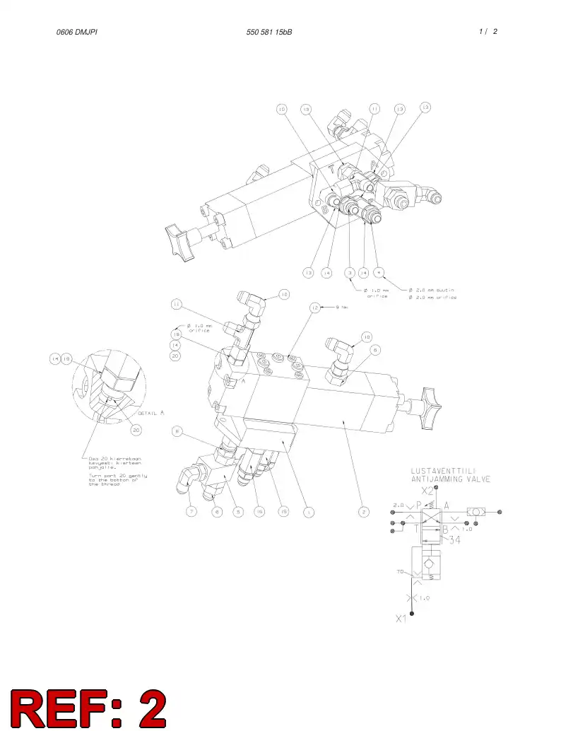 55056822 550 568 22 ANTIJAMMING VALVE - Sandvik Technical Drawing