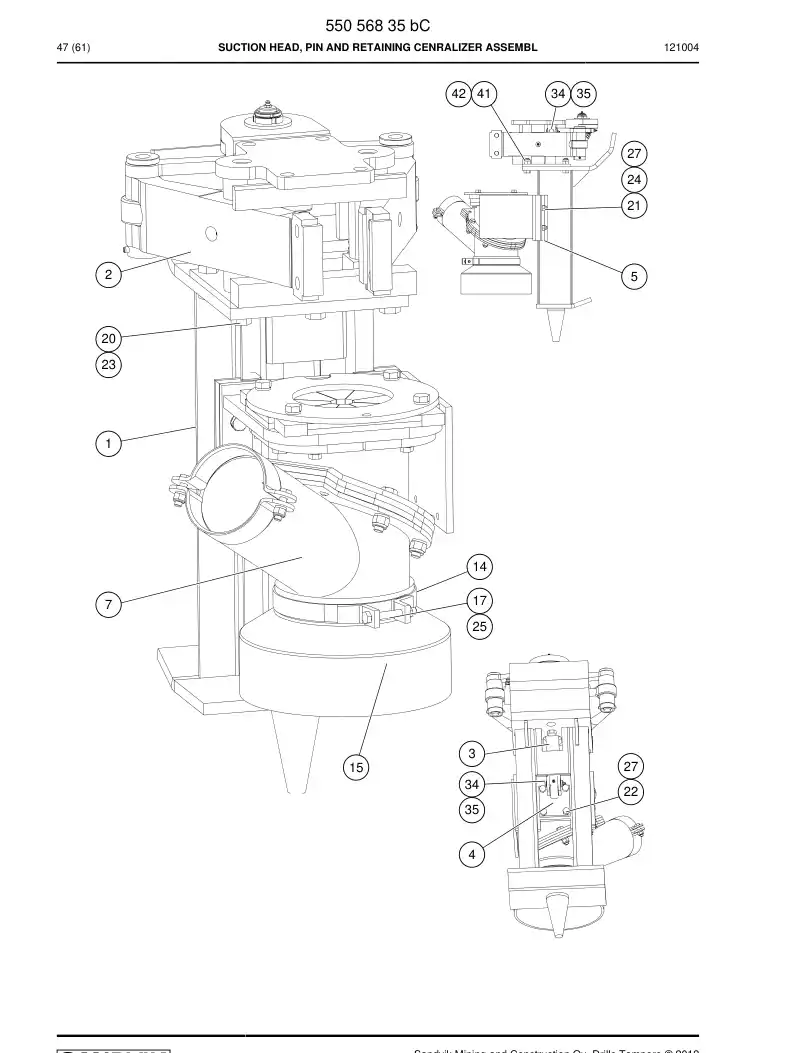 55056835b 550 568 35b SUCTION HEAD, PIN AND RETAINING CENRALIZER ASSEMBL - Sandvik Technical Drawing