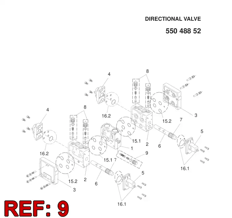 55056903 550 569 03 Valve, Shock Load - Sandvik Technical Drawing
