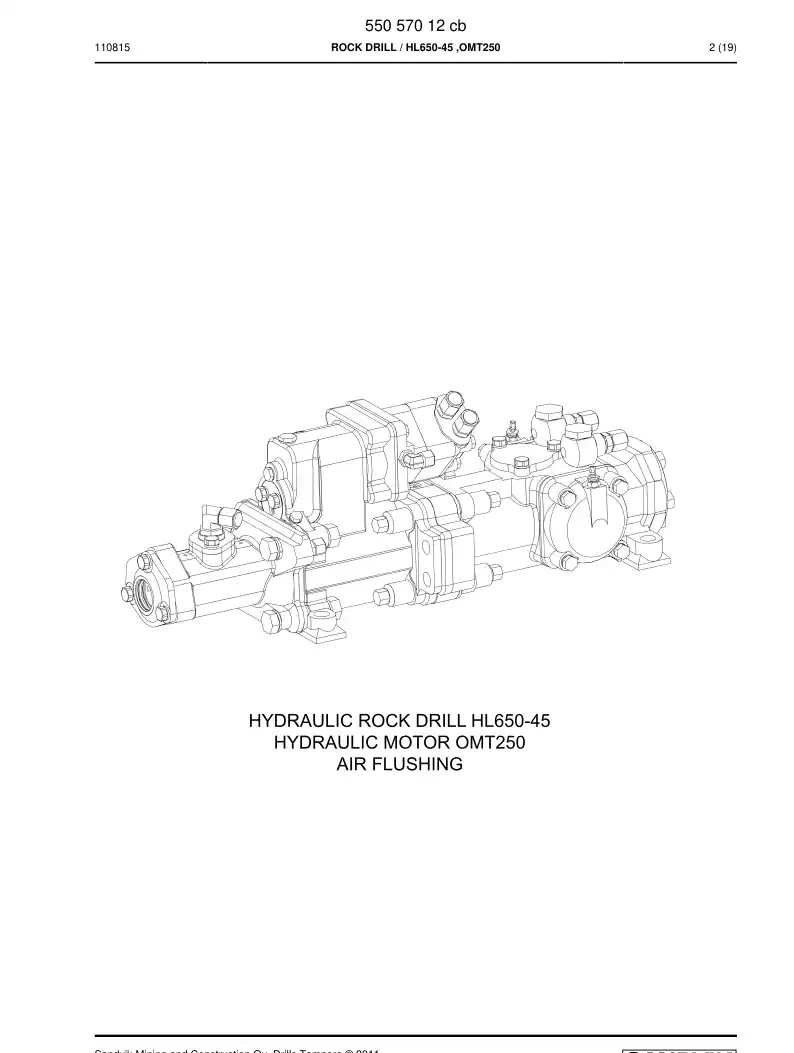 55057012c 550 570 12c ROCK DRILL - Sandvik Technical Drawing
