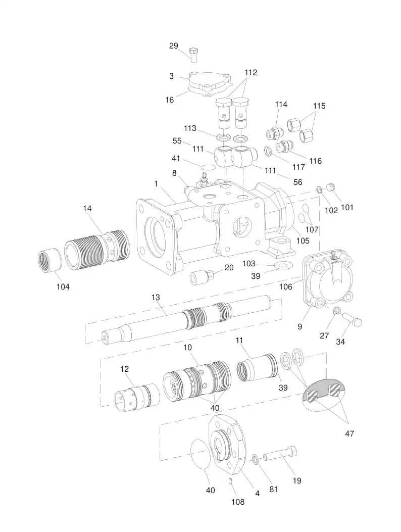 55057013aa 550 570 13aa HYDRAULIC ROCK DRILL HL 650-45 - Sandvik Technical Drawing