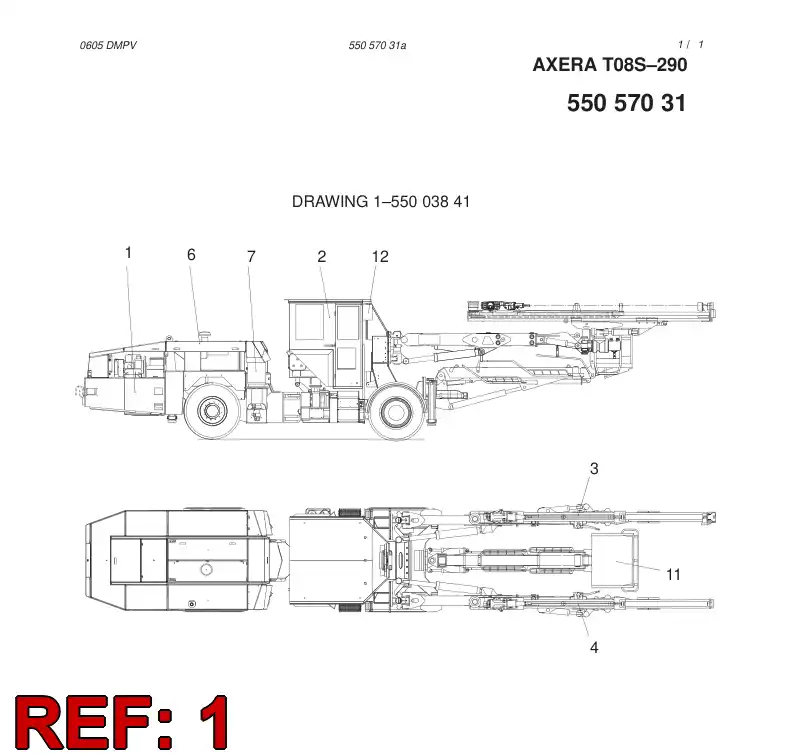 55057024 550 570 24 REAR MODULE - Sandvik Technical Drawing