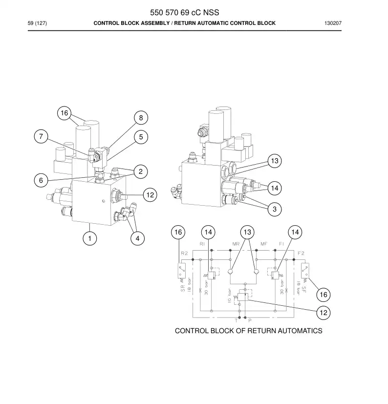 55057069c 550 570 69c Control Block Assembly - Sandvik Technical Drawing