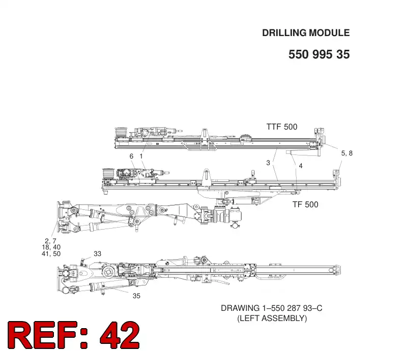 55057071 550 570 71 Cover, Hose - Sandvik Technical Drawing