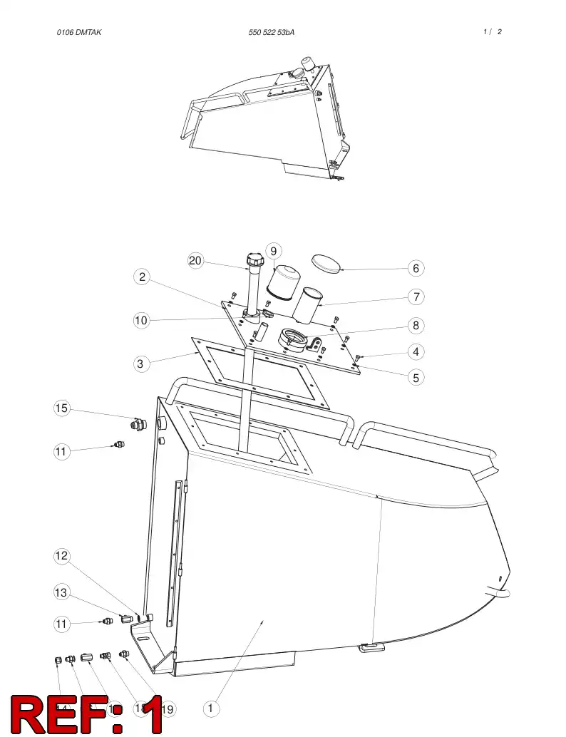 55057074 550 570 74 Fuel tank - Sandvik Technical Drawing