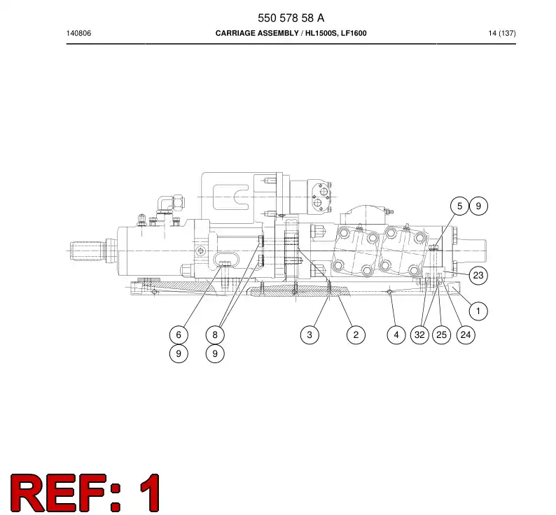 55057158 550 571 58 CARRIAGE - Sandvik Technical Drawing