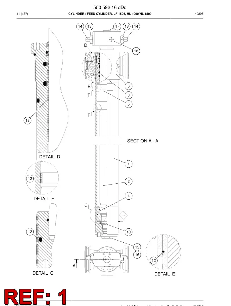 55057231 550 572 31 Tube, Cylinder - Sandvik Technical Drawing
