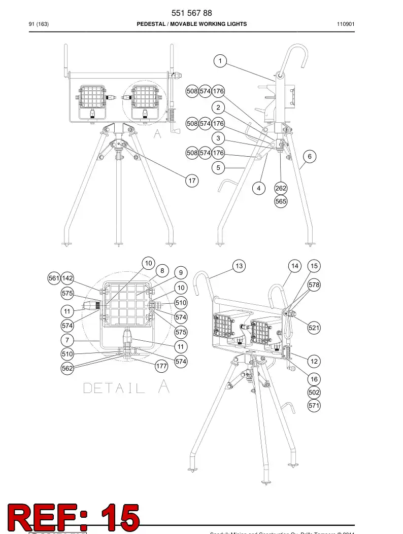55057263 550 572 63 Pin, Split - Sandvik Technical Drawing