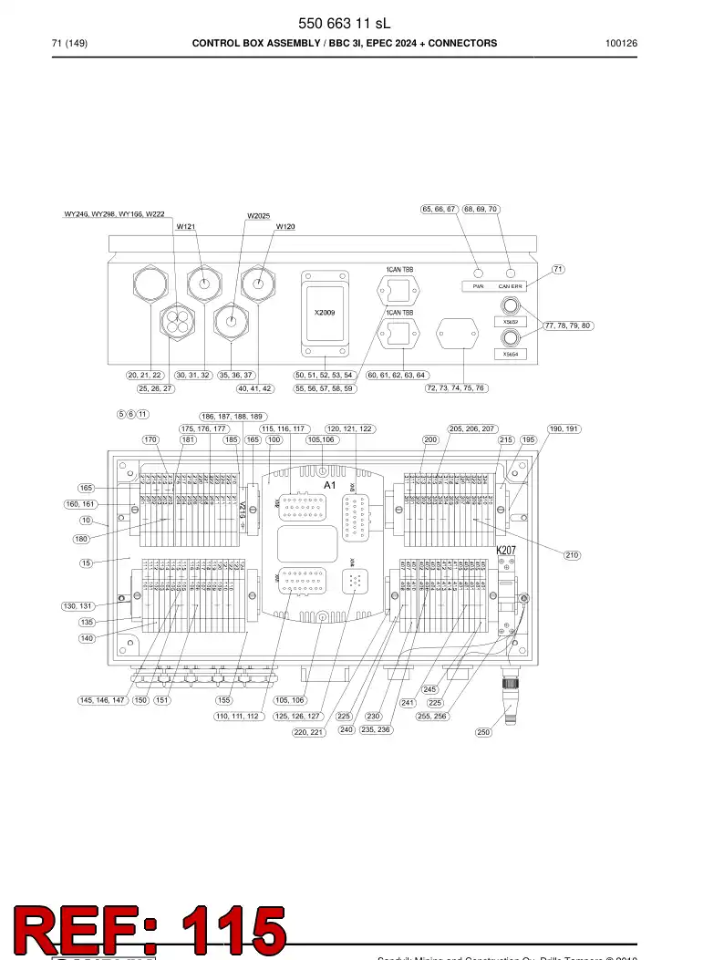 55057285 550 572 85 Wiring harness assembly - Sandvik Technical Drawing