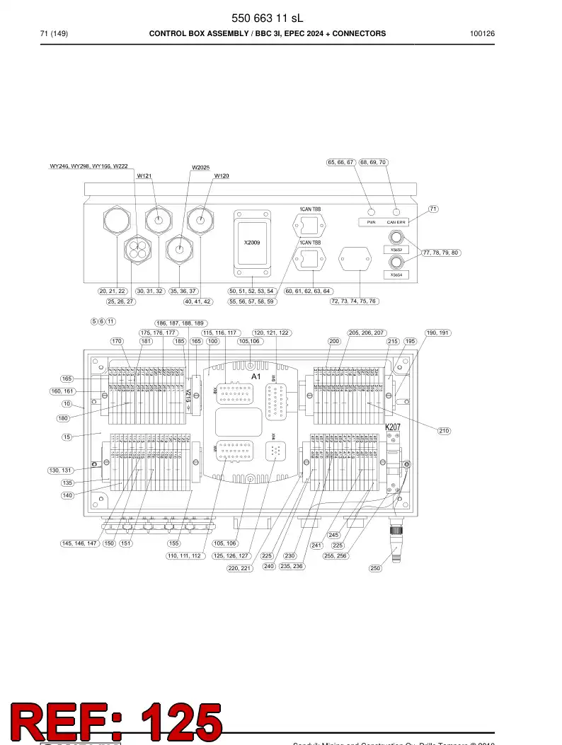 55057295 550 572 95 Wiring harness assembly - Sandvik Technical Drawing