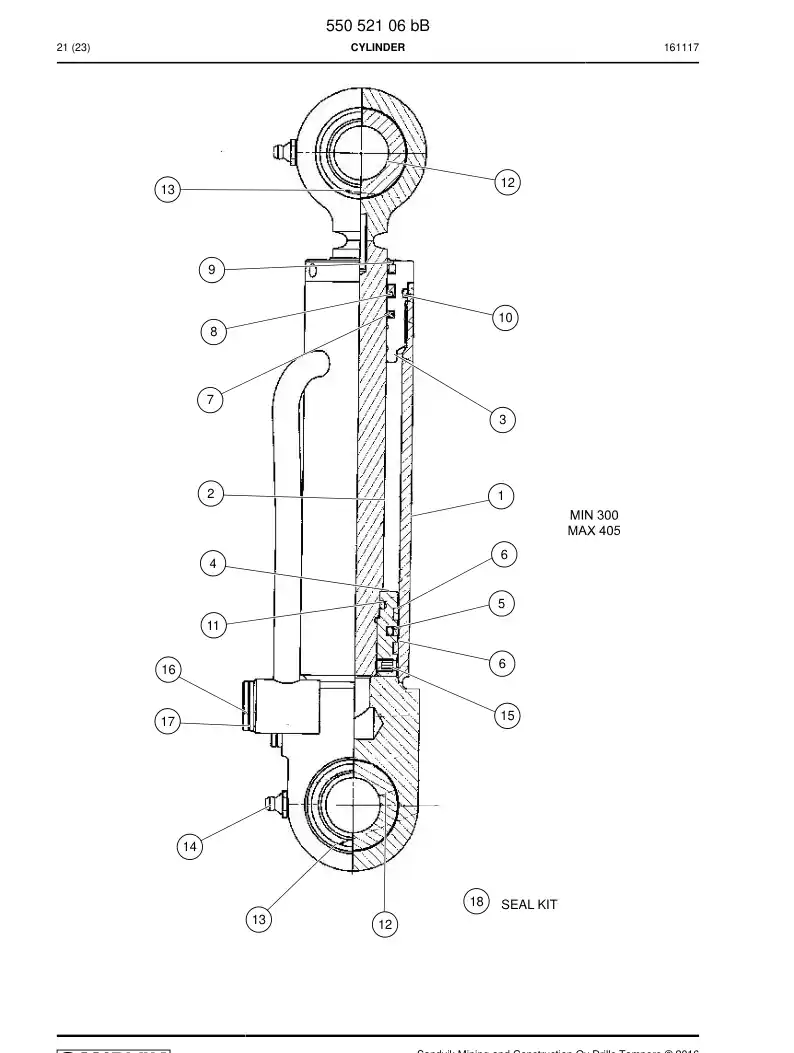 55057312a 550 573 12a Seal kit - Sandvik Technical Drawing