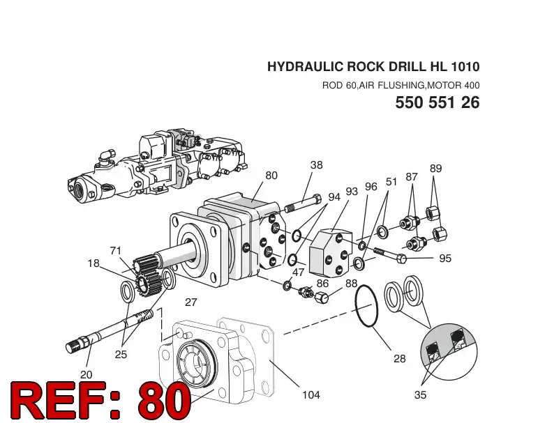 55057376 550 573 76 HYDRAULIC MOTOR ASSY - Sandvik Technical Drawing