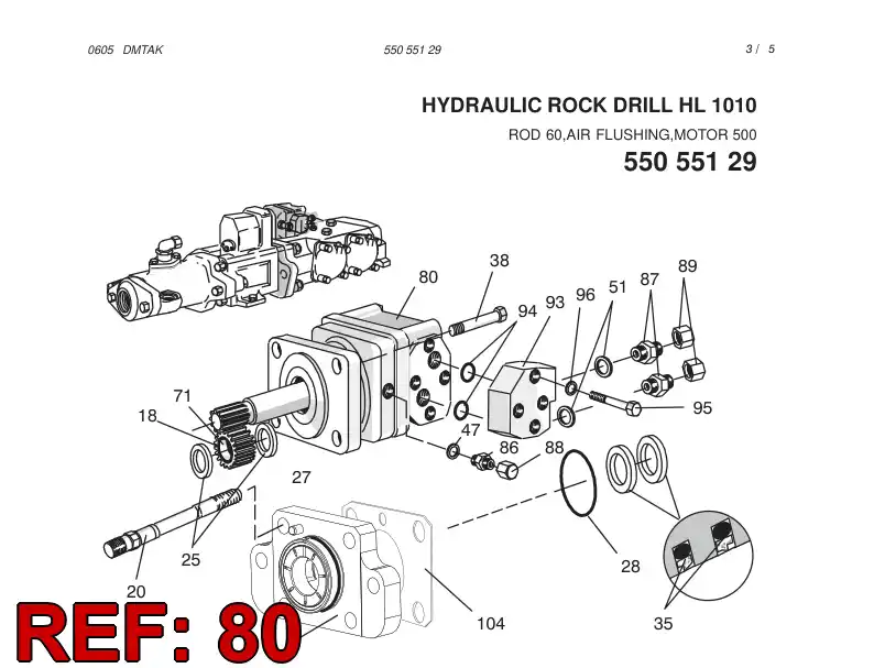 55057377 550 573 77 HYDRAULIC MOTOR ASSY - Sandvik Technical Drawing