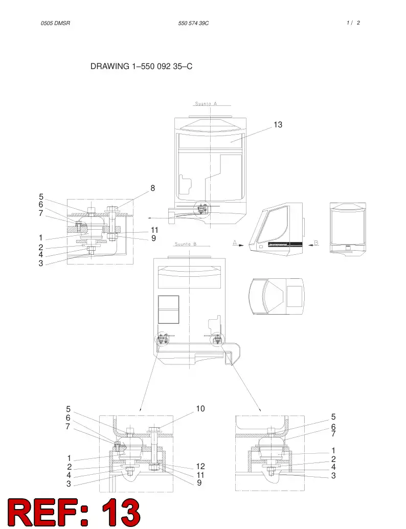 55057440 550 574 40 CABIN ASSEMBLY - Sandvik Technical Drawing