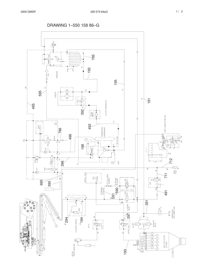 55057464aG 550 574 64aG PNEUMATIC DIAGRAM,POWERPACK (1 - Sandvik Technical Drawing