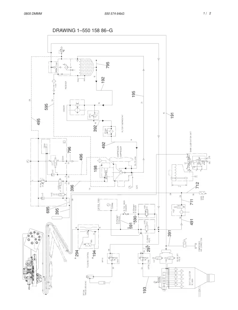 55057464bG 550 574 64bG PNEUMATIC DIAGRAM,POWERPACK (1 - Sandvik Technical Drawing
