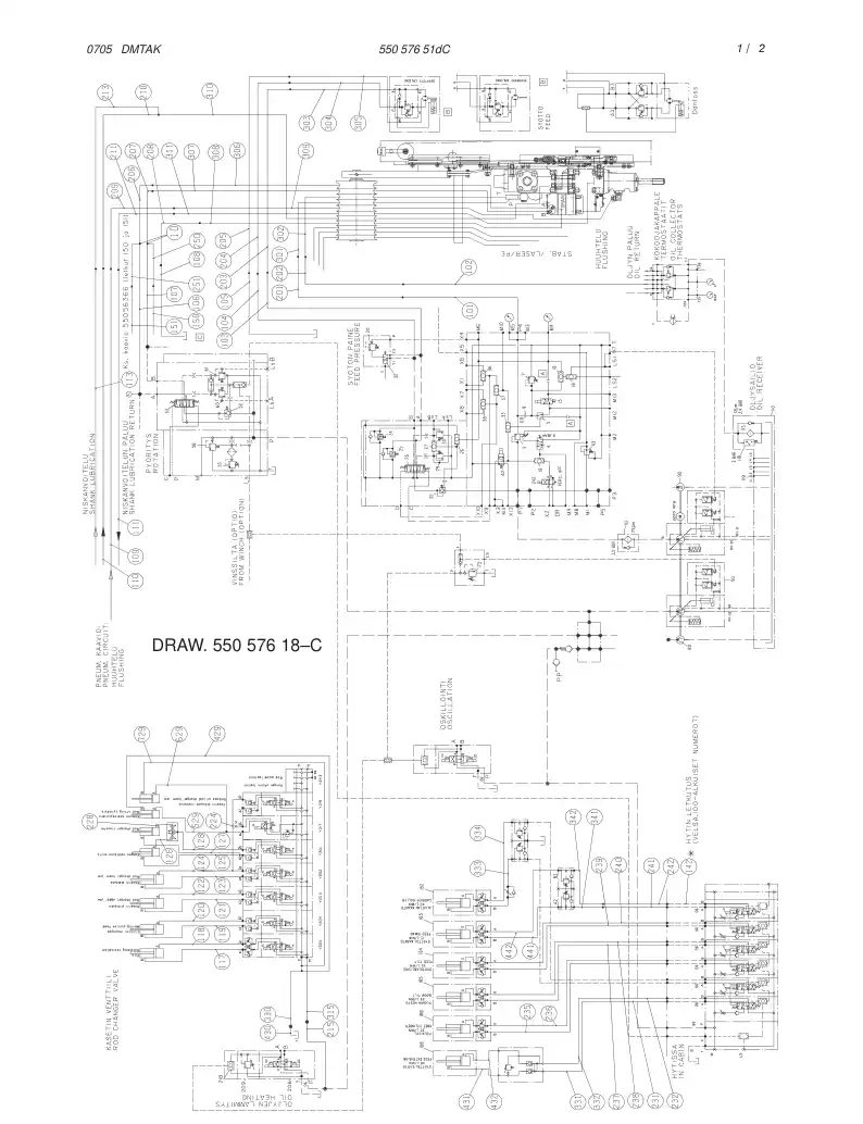 55057651dC 550 576 51dC HYDRAULIC DIAGRAM, BOOM (1-550 - Sandvik Technical Drawing