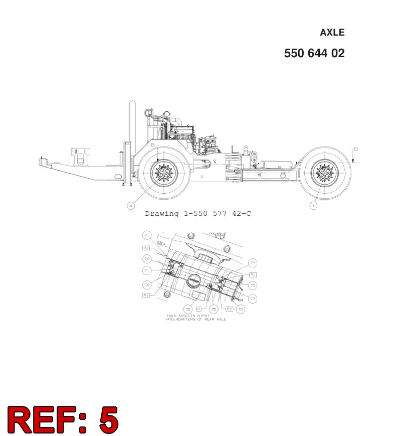 55057680 550 576 80 AXLE - Sandvik Technical Drawing