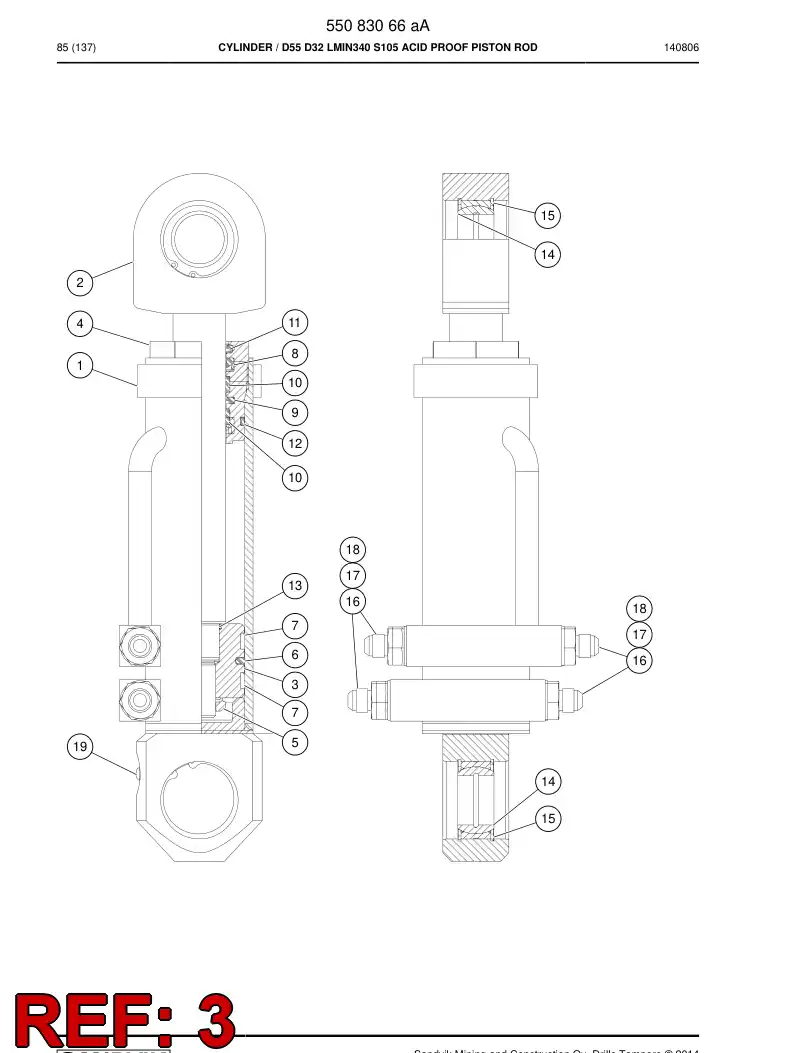 55057688a 550 576 88a PISTON - Sandvik Technical Drawing
