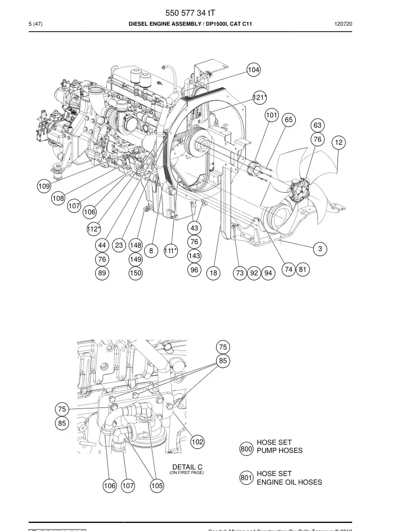 55057734t 550 577 34t DIESEL ENGINE ASSEMBLY - Sandvik Technical Drawing