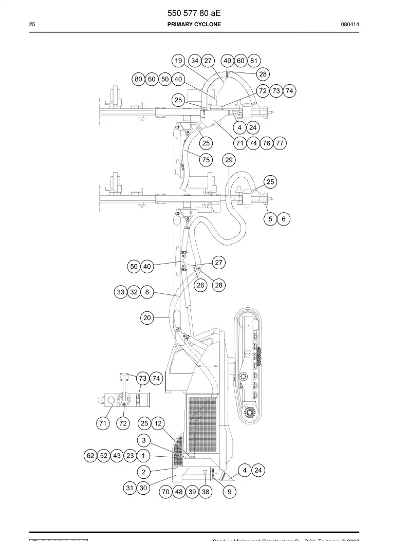 55057780a 550 577 80a PRIMARY CYCLONE - Sandvik Technical Drawing