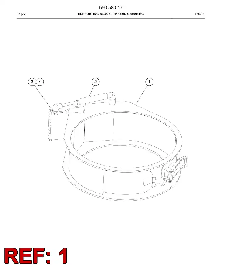 55058016a 550 580 16a SUPPORTING BLOCK ASSEMBLY - Sandvik Technical Drawing
