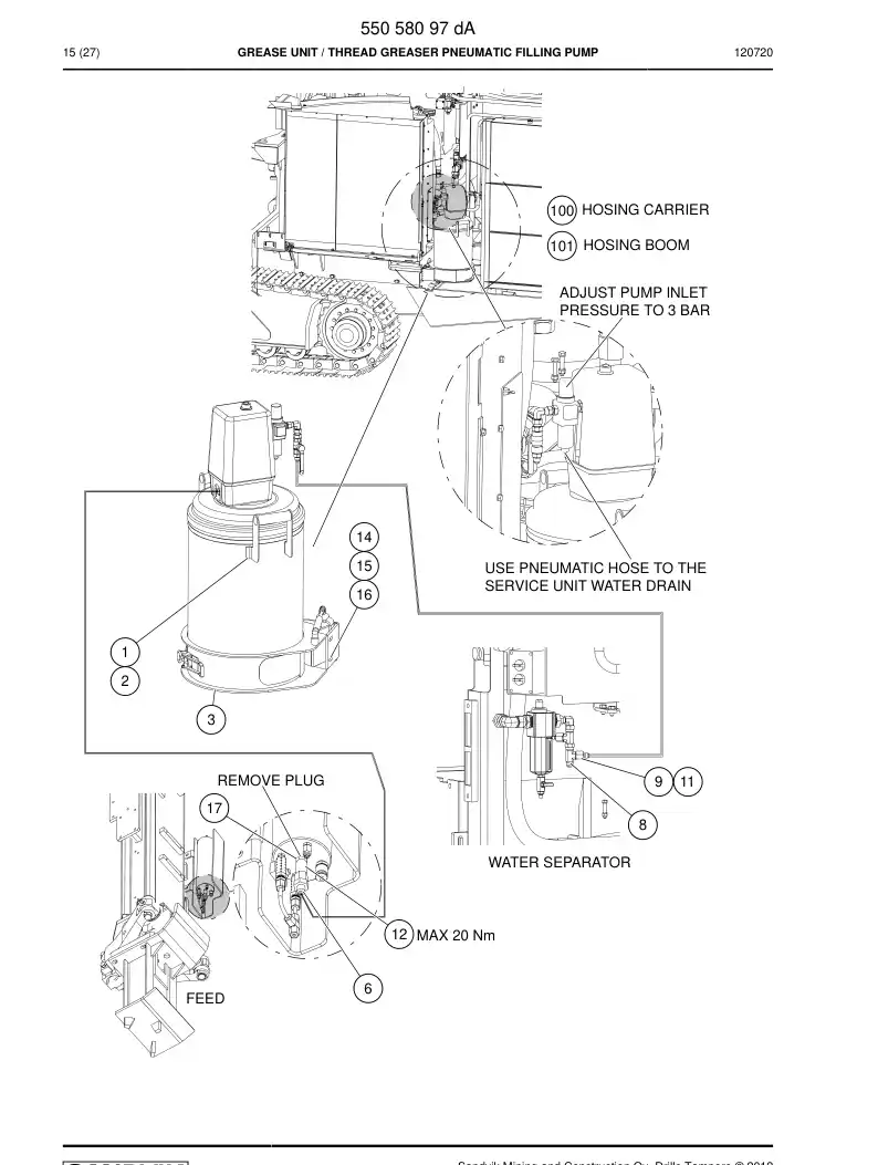 55058097d 550 580 97d GREASE UNIT - Sandvik Technical Drawing