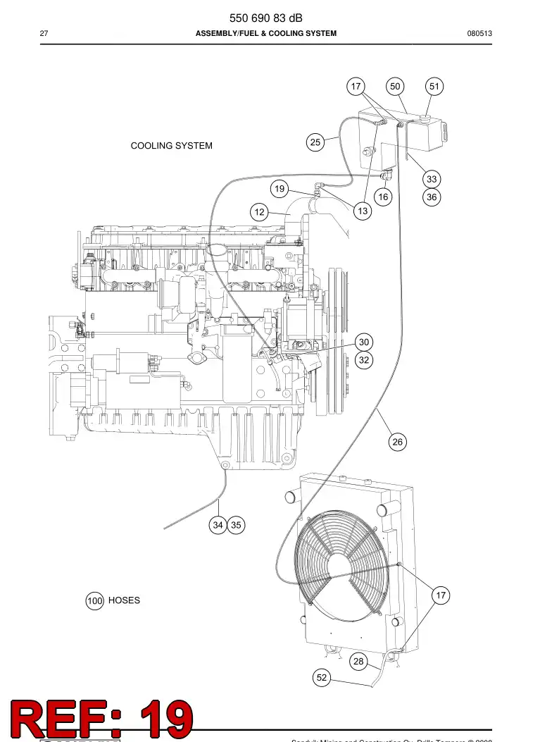 55058135a 550 581 35a Adapter (hydraulic) - Sandvik Technical Drawing