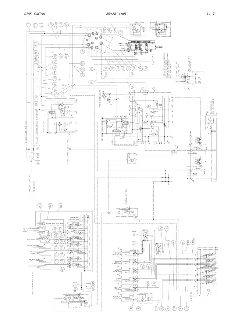 55058141eB 550 581 41eB HYDRAULIC DIAGRAM, BOOM - Sandvik Technical Drawing