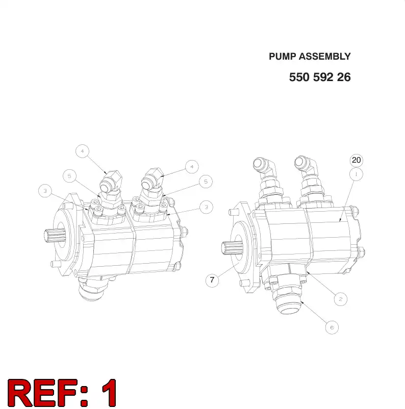 55058268 550 582 68 DOUBLE PUMP - Sandvik Technical Drawing