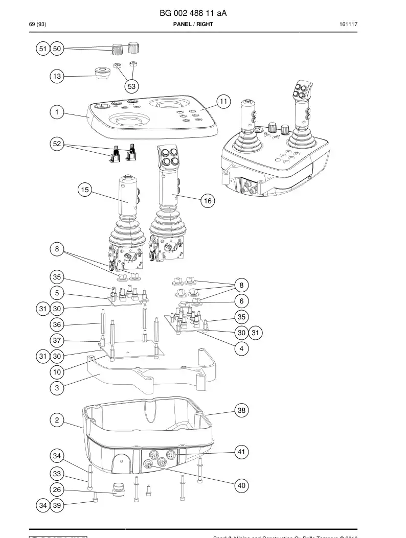 55058284a 550 582 84a Keypad - Sandvik Technical Drawing