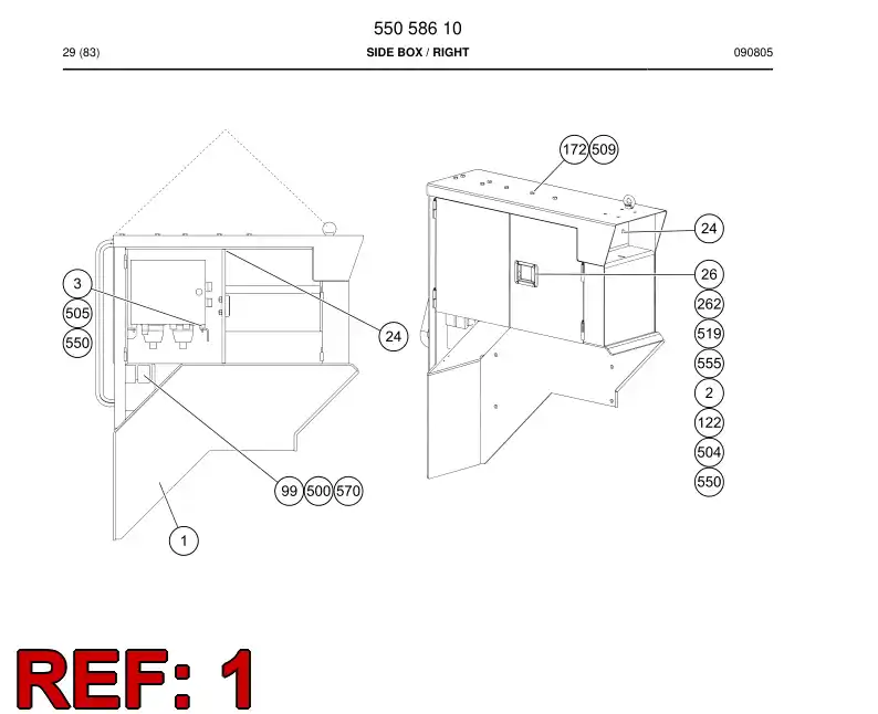55058478 550 584 78 Mud guard assembly - Sandvik Technical Drawing