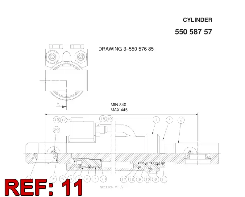 55058654 550 586 54 LIMPIAPARABRISAS - Sandvik Technical Drawing