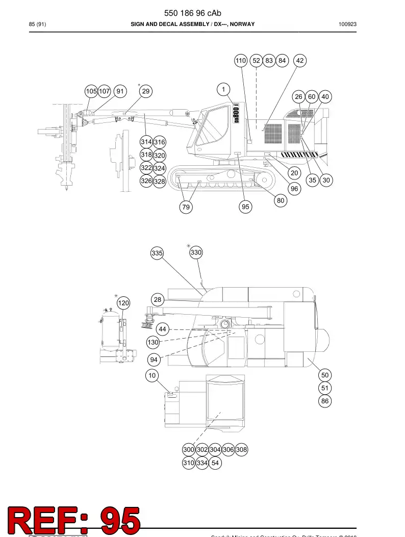 55058795 550 587 95 Sign - Sandvik Technical Drawing