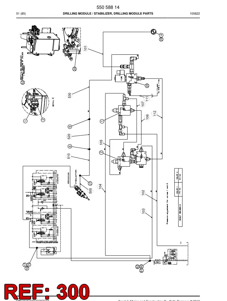 55058827 550 588 27 Hydraulic diagram - Sandvik Technical Drawing