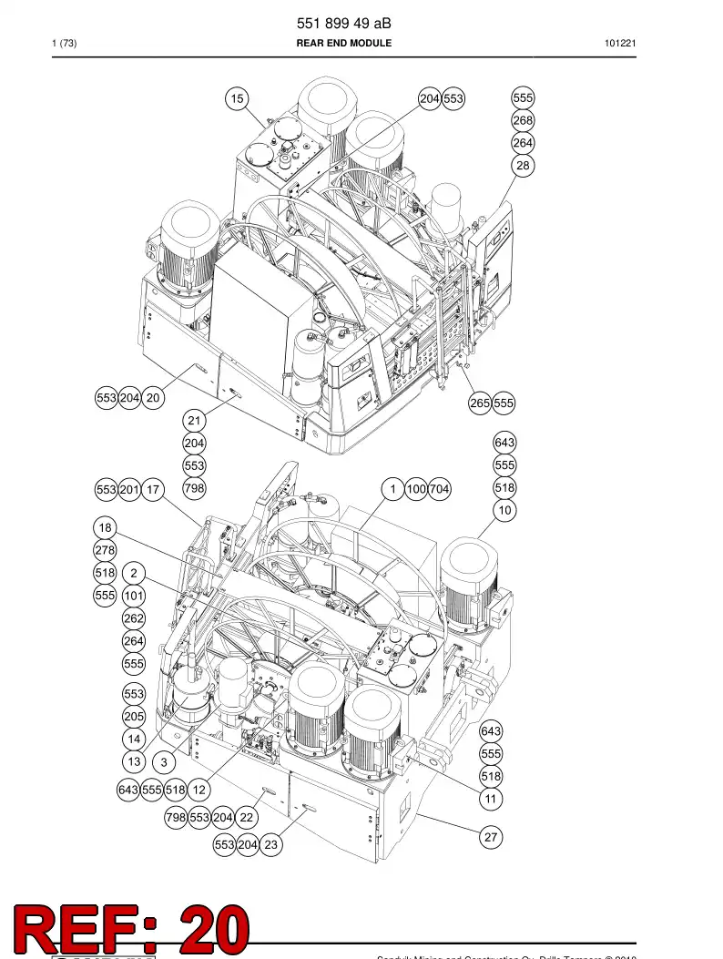 55059054 550 590 54 Cover plate - Sandvik Technical Drawing
